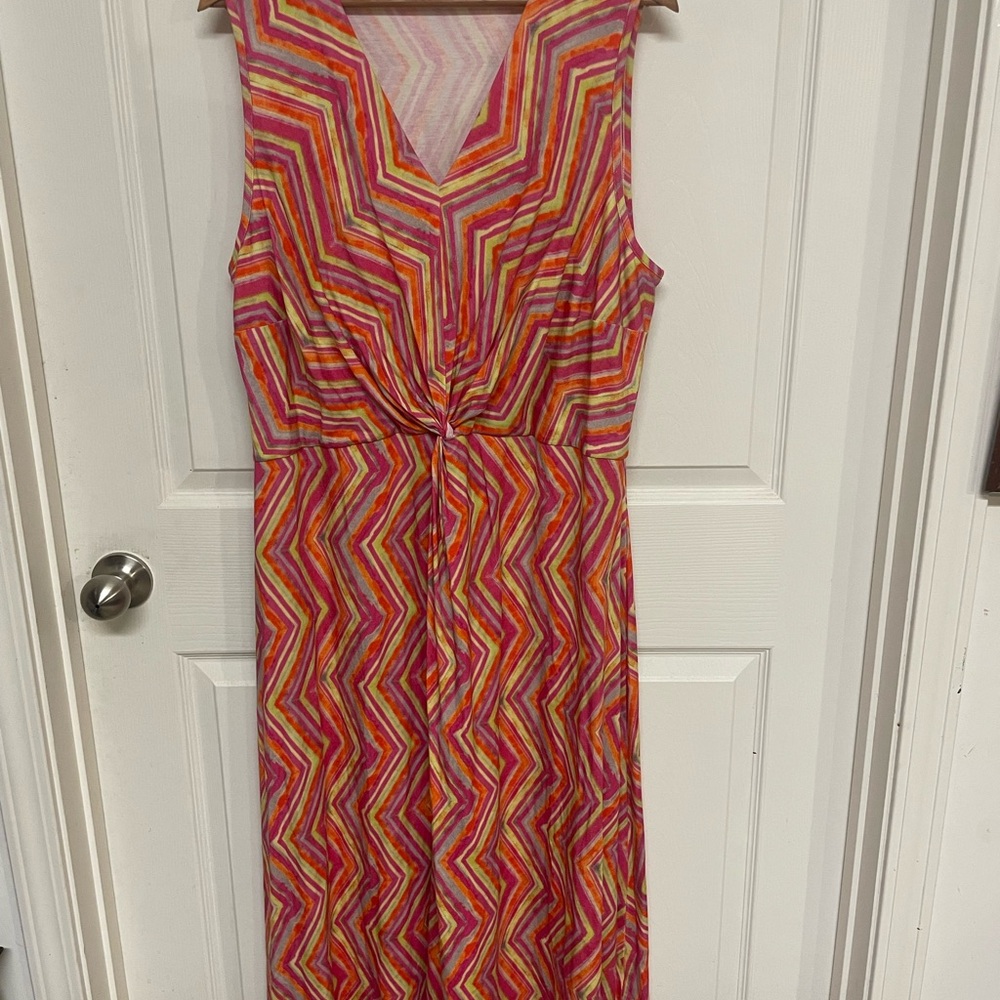 Soft Surroundings 1X long sleeveless bright Chevrons Dress